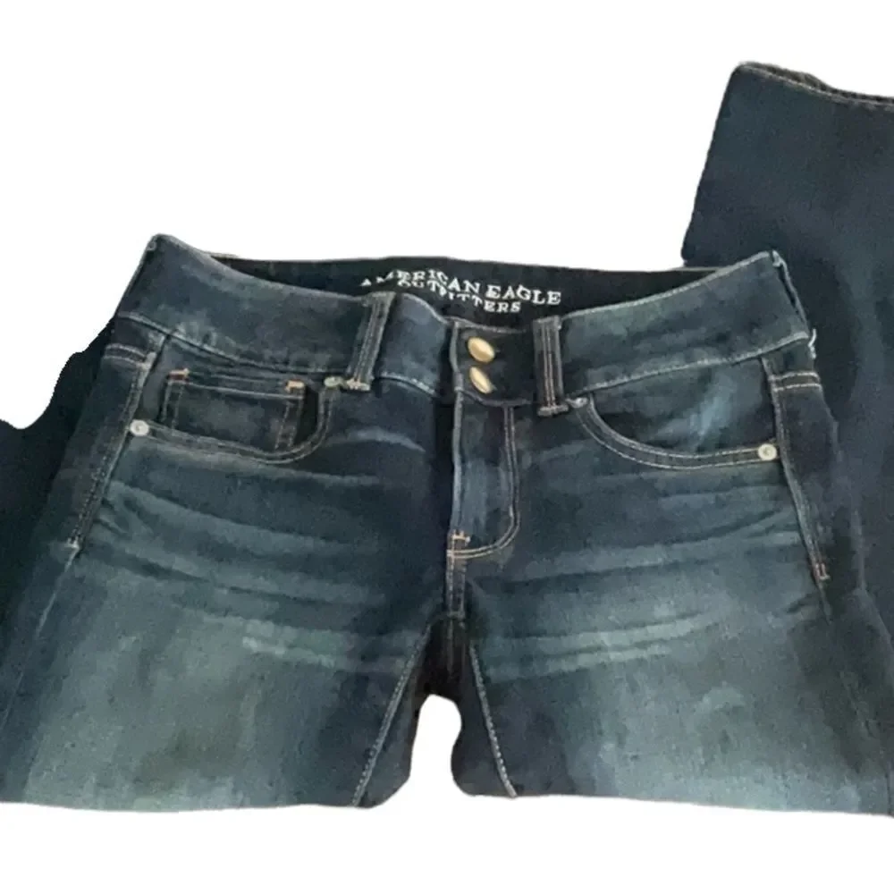 AMERICAN EAGLE ARTIST CROP DENIM BLUE JEANS SIZE 2 ANKLE CROP - Picture 7 of 9